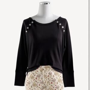 Kate Quinn Womens Long Sleeve Relaxed Raglan Top Size Small